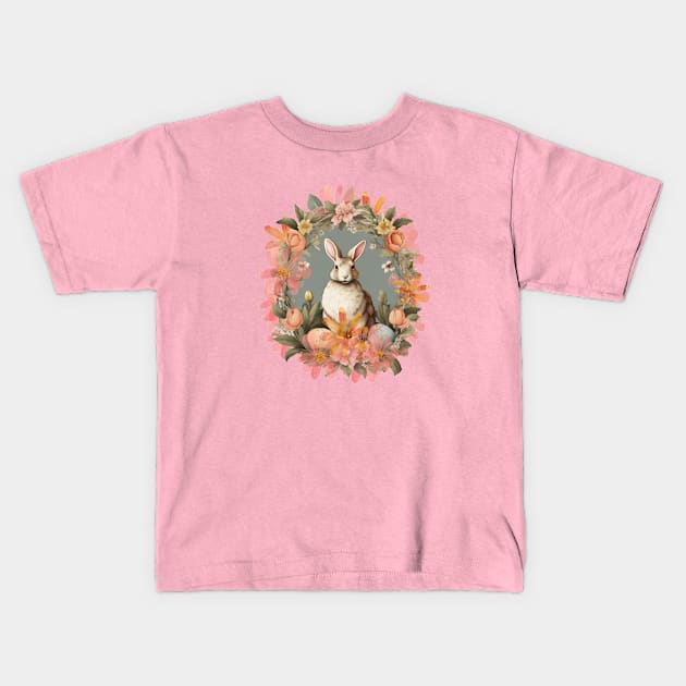 Spring Cute Bunny Cottage Garden Kids T-Shirt by tamdevo1